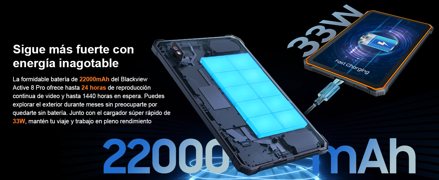 Blackview Active 8 Pro Rugged Tablets Android 14 10.36" 2.4K Display Helio G99 16GB 256GB Tablet PC 22000mAh