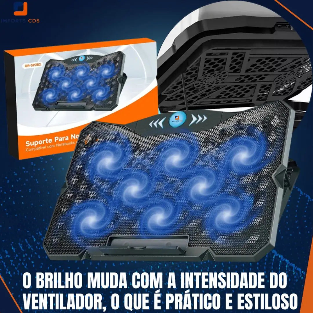 Oberon ORSP252 USB 8 Fan Cooler Support Notebook Adjustable Height Angulo Adjustable Base Cooling 12 by 19 Inch