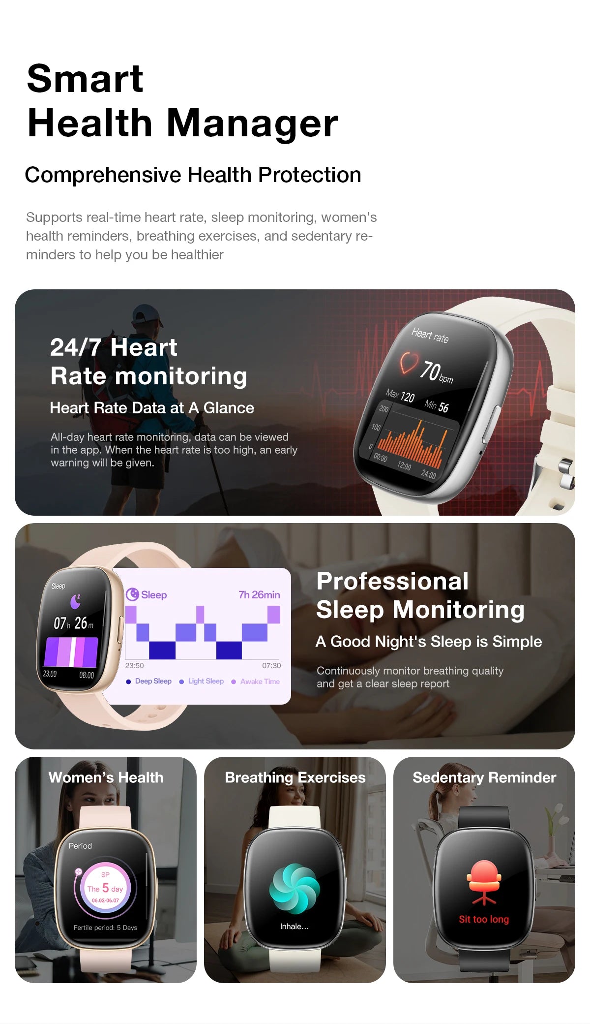 KHwatch S6 Man Watches 1.83" Screen IP67 Sport Waterproof Watches Bluetooth Call  Voice Assistant Digital Watch For Boy Teen Man