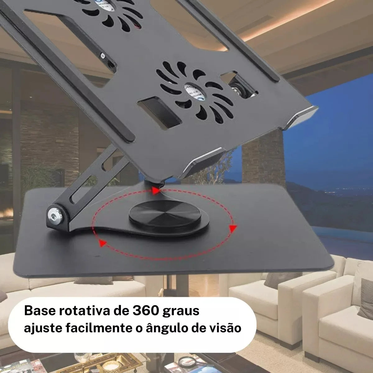 360 ° Adjustable Folding MacBook Laptop Stand with Integrated Cooler Ergonomic Base for Note Ventile Improvement