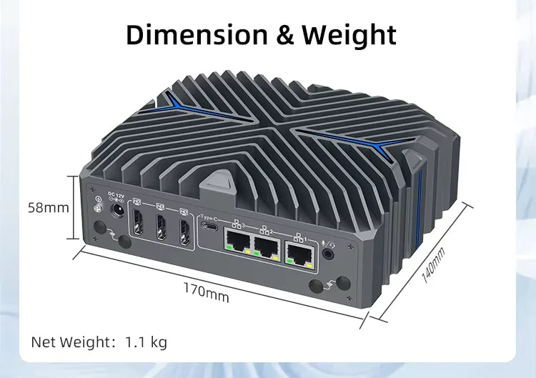 Partaker Industrial PC 14th Gen Ultra 5 125U Ultra 7 155U Win11 Pro 4K 3 x HD 3 x LAN Type-C Digital Signage Fanless AI Mini PC