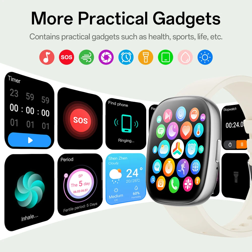 KHwatch S6 Man Watches 1.83" Screen IP67 Sport Waterproof Watches Bluetooth Call  Voice Assistant Digital Watch For Boy Teen Man