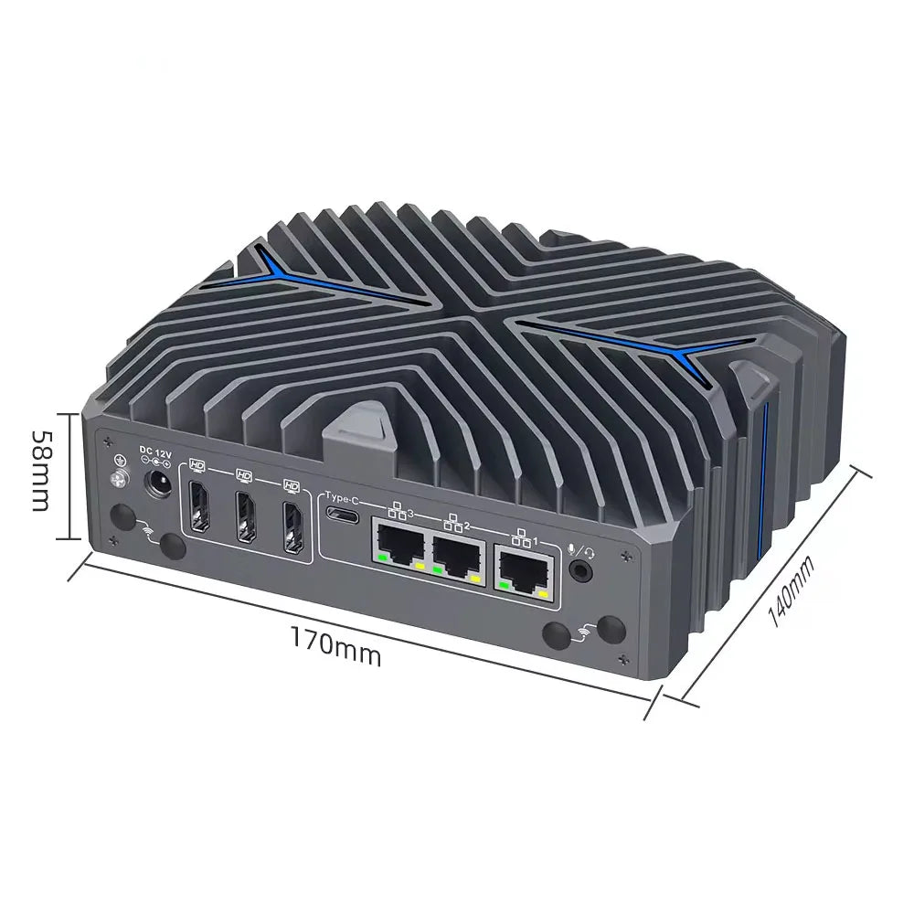 Partaker Industrial PC 14th Gen Ultra 5 125U Ultra 7 155U Win11 Pro 4K 3 x HD 3 x LAN Type-C Digital Signage Fanless AI Mini PC