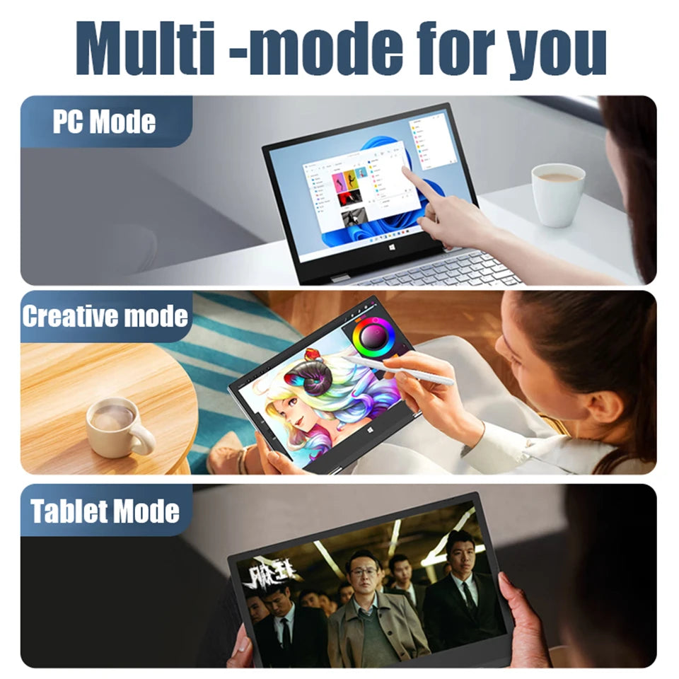 2 in 1 mini Laptop Computer Portable Touch Screen 11.6" Intel i7-8500Y 8GB 1TB Windows 11 Pro Office Learning Tablet PC Notebook