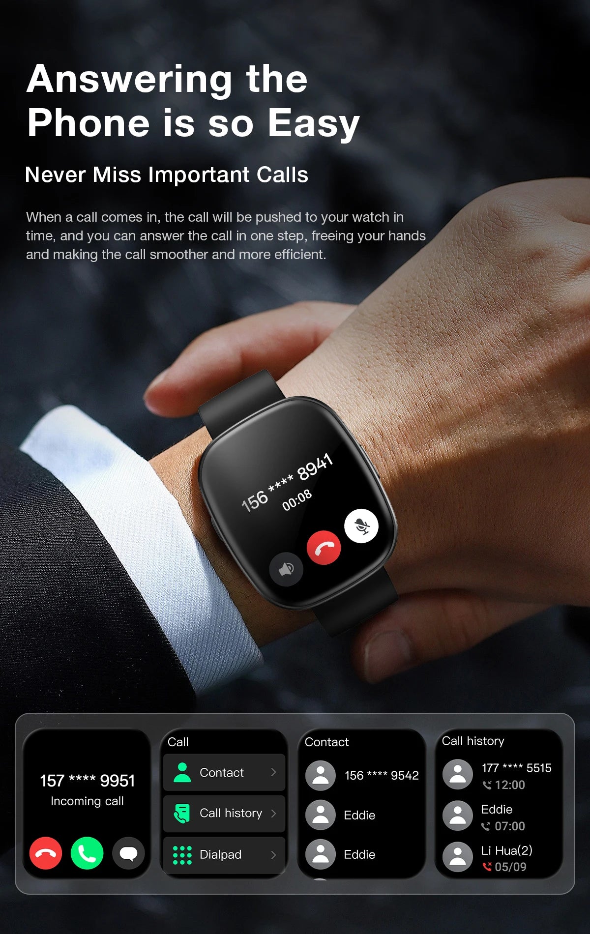 KHwatch S6 Man Watches 1.83" Screen IP67 Sport Waterproof Watches Bluetooth Call  Voice Assistant Digital Watch For Boy Teen Man