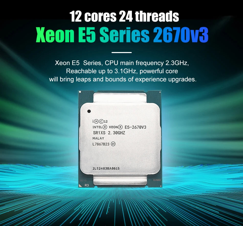 Intel Xeon Used CPU Official Version E5-2670V3 SR1XS X99 2.30GHZ 30M 12-CORES E5 2670 E5-2670 V3 LGA2011-3 Processor E5 2670V3