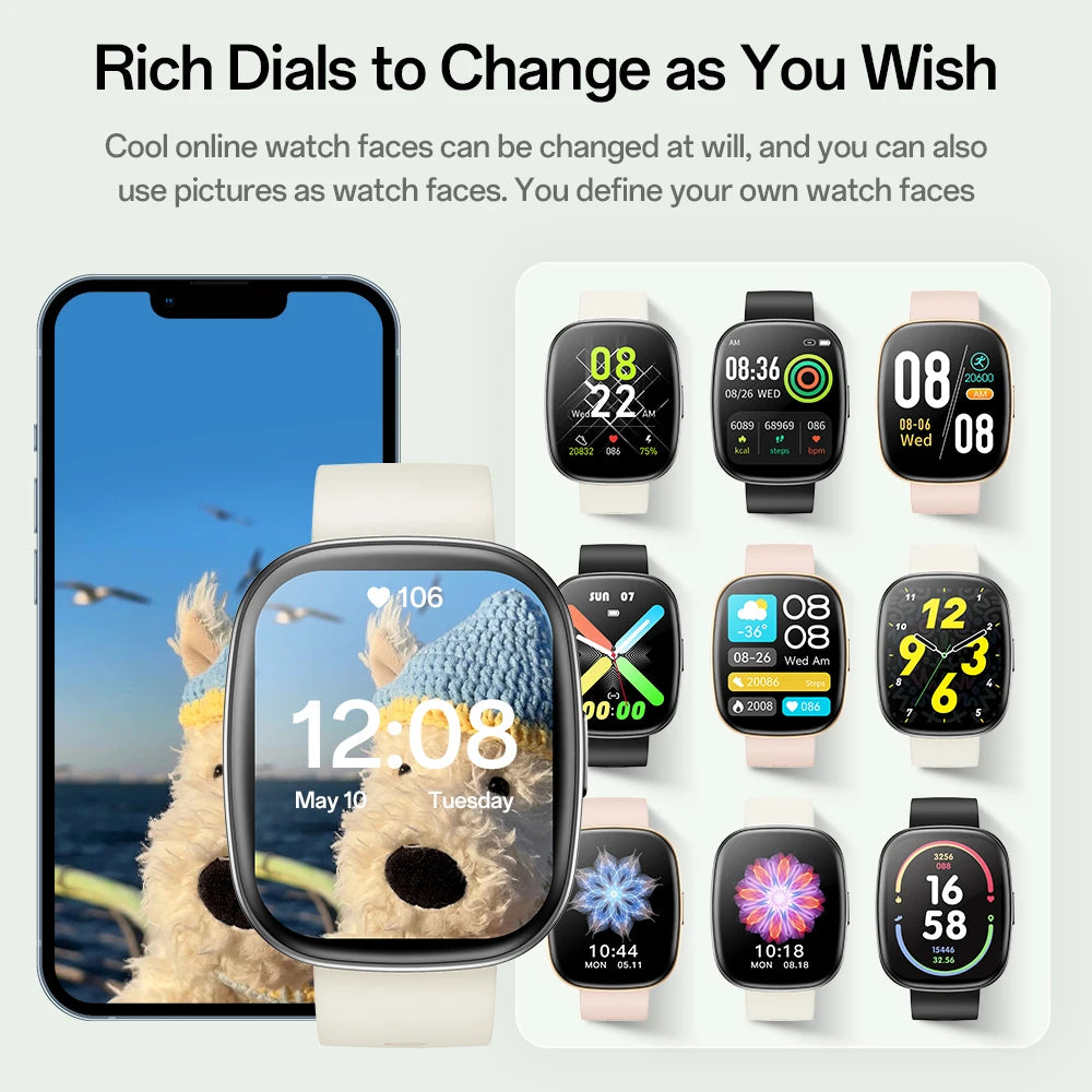 KHwatch S6 Man Watches 1.83" Screen IP67 Sport Waterproof Watches Bluetooth Call  Voice Assistant Digital Watch For Boy Teen Man