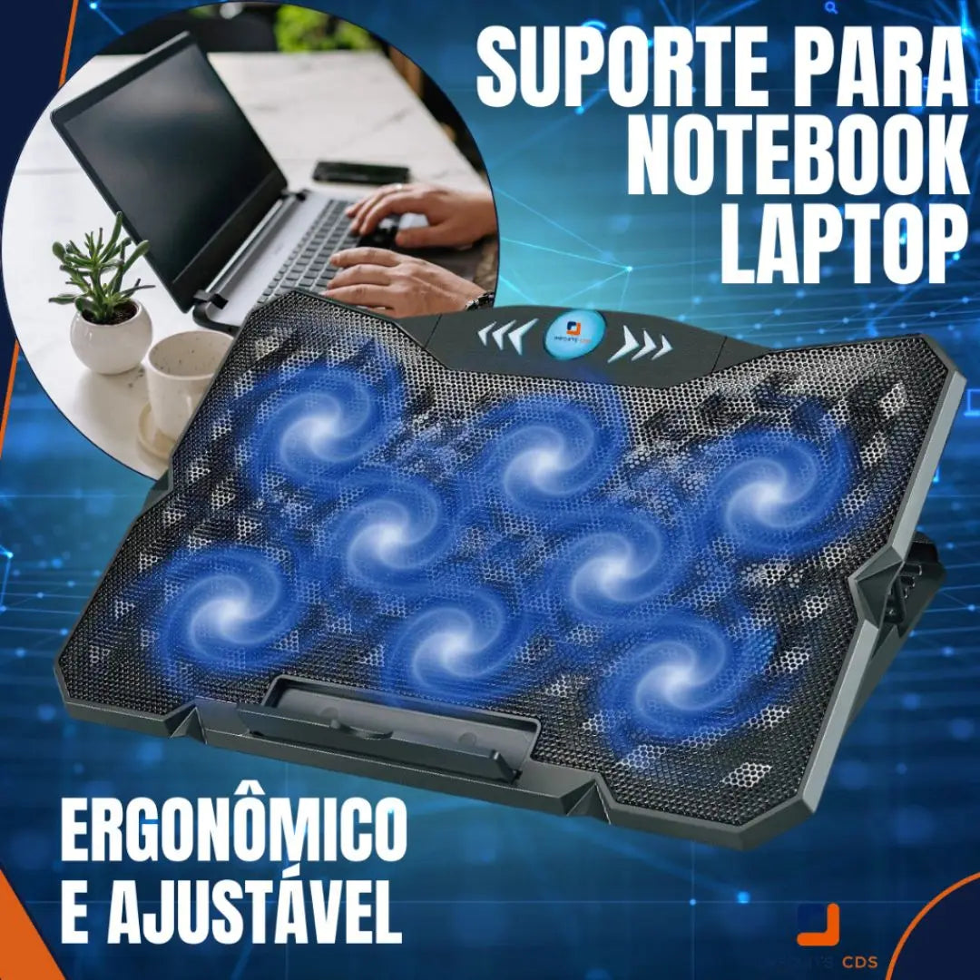 Oberon ORSP252 USB 8 Fan Cooler Support Notebook Adjustable Height Angulo Adjustable Base Cooling 12 by 19 Inch