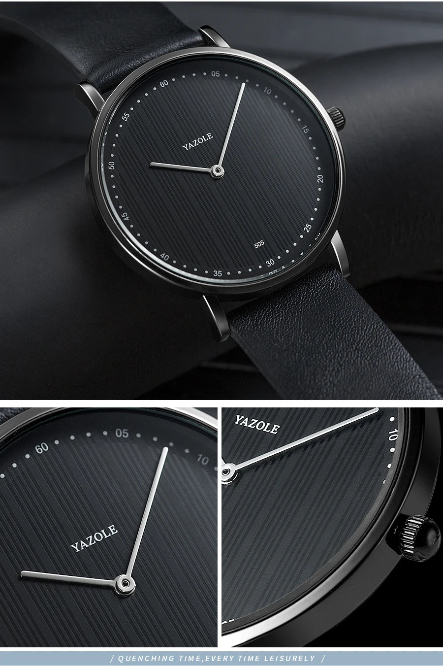 YAZOLE Quartz Watches For Men Casual Minimalist Ultra-thin Mens Watch 30M Waterproof Simple Leather Belt Male Clock montre homme