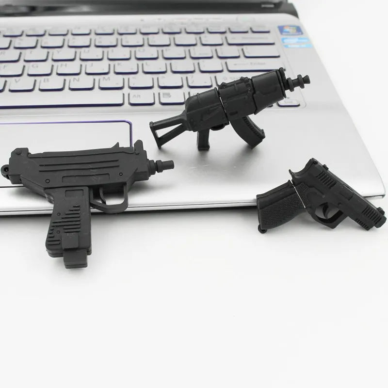 Suntrsi usb Flash Drive 2.0 64G Cartoon Gun model 32GB pendrive 128G 16GB  pen drive 8GB usb флешка Memory Stick gift For PC