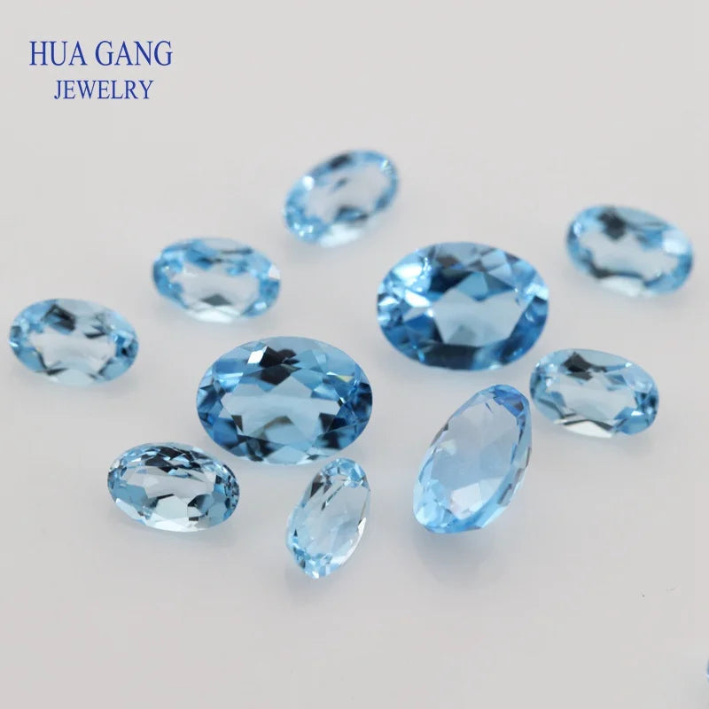 SwissBlue Blue Topaz Natural Loose Topaz Gemstone Oval Shape Facetted Cut Size 3x4~10x14mm For DIY Jewelry