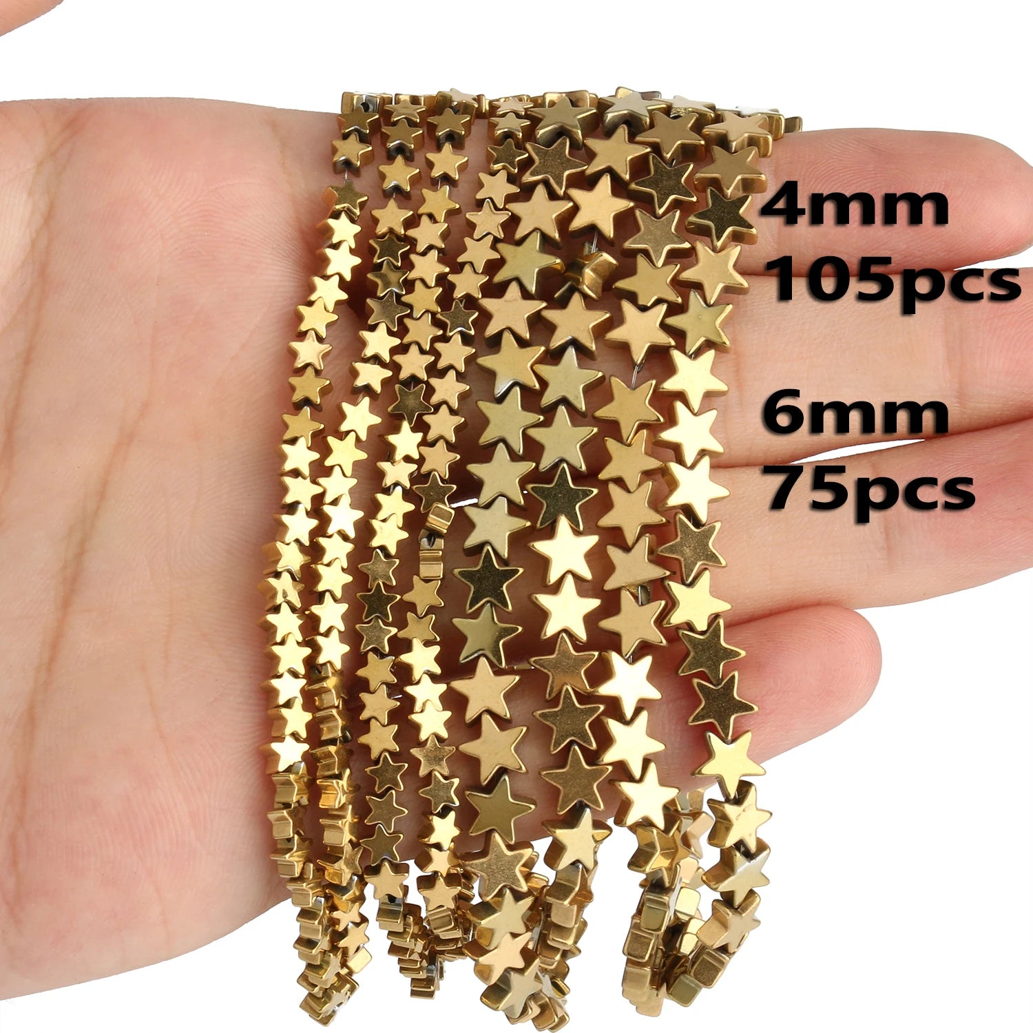 AAA+ Gold-Plated Color Retention Hematite Beads Natural Stone Round Spacer Loose Beads for jewelry Making DIY Bracelet 15inches