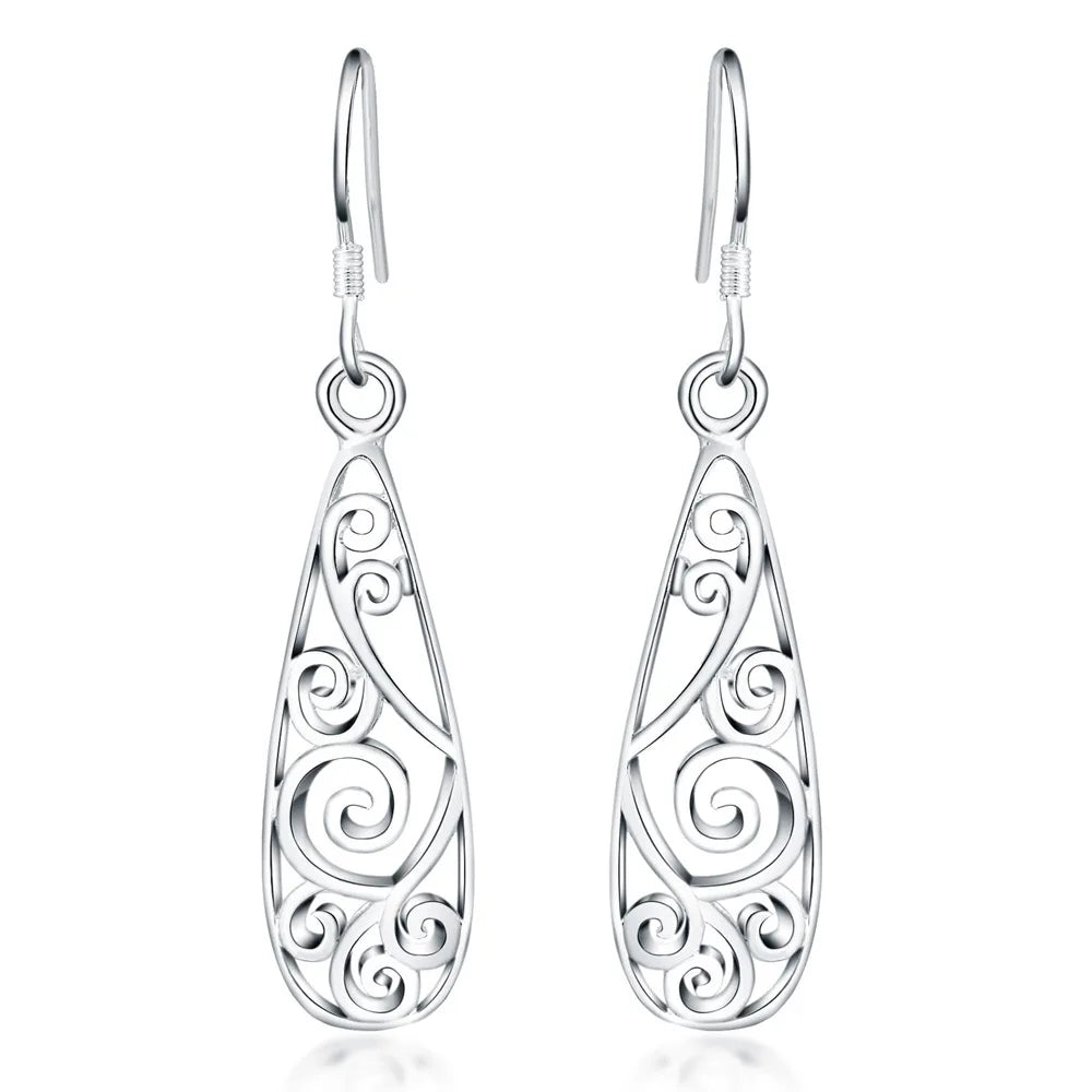 Charms 925 Sterling Silver Pretty drop shape Earrings for Women Christmas Gifts fashion wedding party noble Jewelry