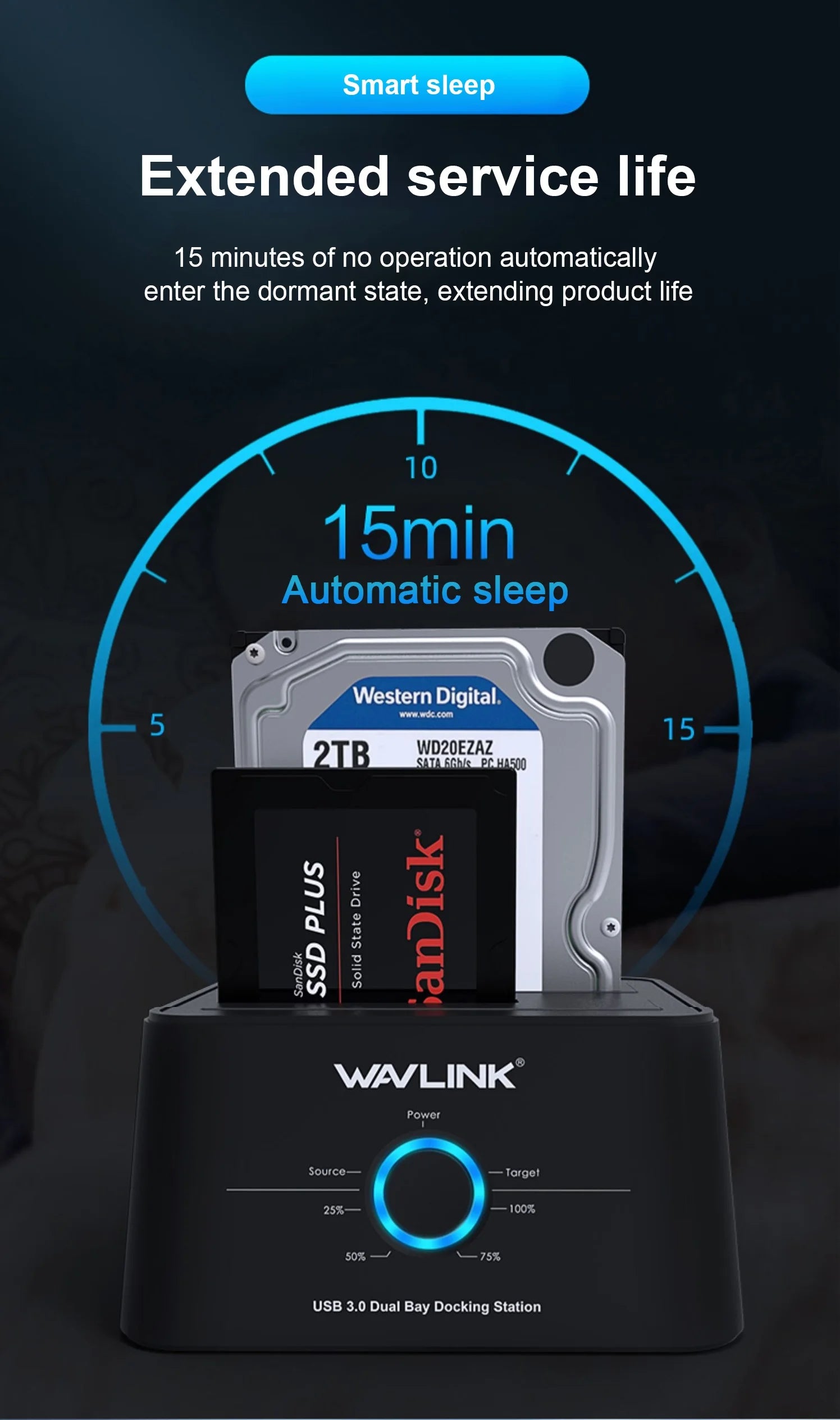 Wavlink HDD Docking Station Sata Hard Drive Enclosure SATA to USB 3.0 Adapter UASP For 2.5 3.5 SSD Disk Case HD Box Dock