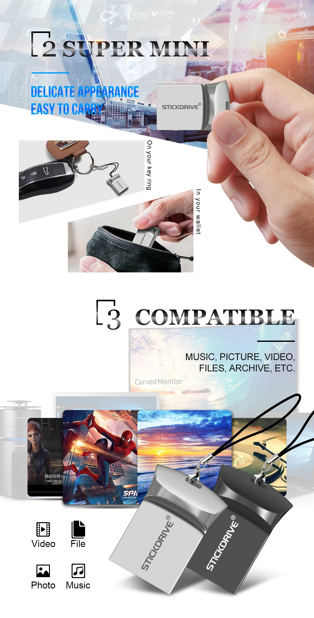 Hot Sale Mini USB Flash Drive 16GB 32GB 64GB 128GB 256GB Pen Drive Memory Stick  U Disk 16 32 64 128gb Pendrive small Gift