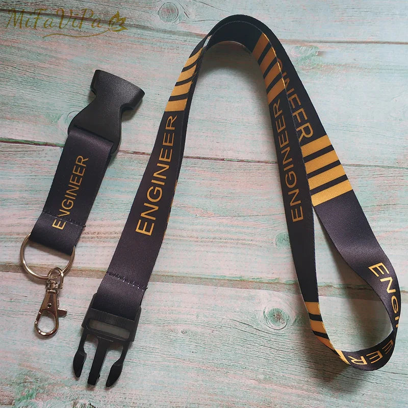 1 Set Engineer Lanyards Neck Strap Phone Chaveiro Key Chain llavero Lanyard for ID Card Holder Flight Crew Gift for Engineer