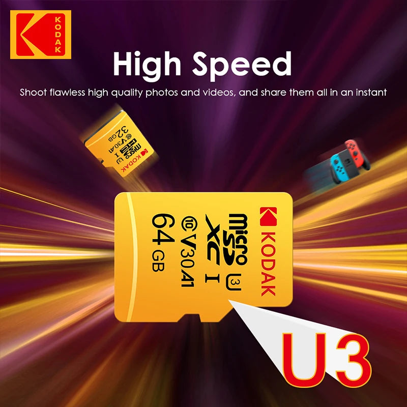 Original Kodak Micro SD Card 128GB Class10 Memory Cards 64GB Flash Card 256GB 32GB V30 U3 cartao de memoria For Driving Recorder