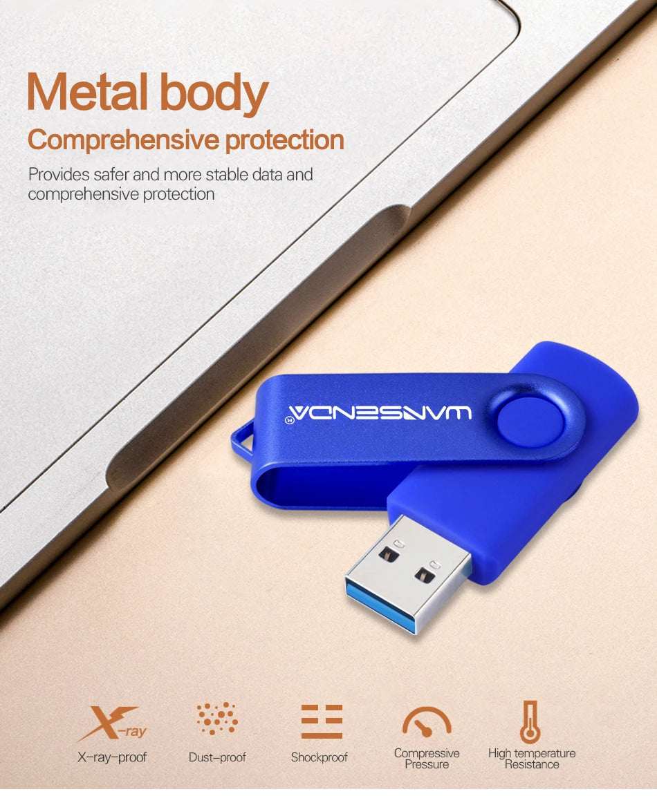 WANSENDA USB Flash Drive 3.0 Pen Drive 256GB 128GB 64GB 32GB 16GB 8GB 4GB Rotating Design Memory Stick Pendrive Cle USB Stick