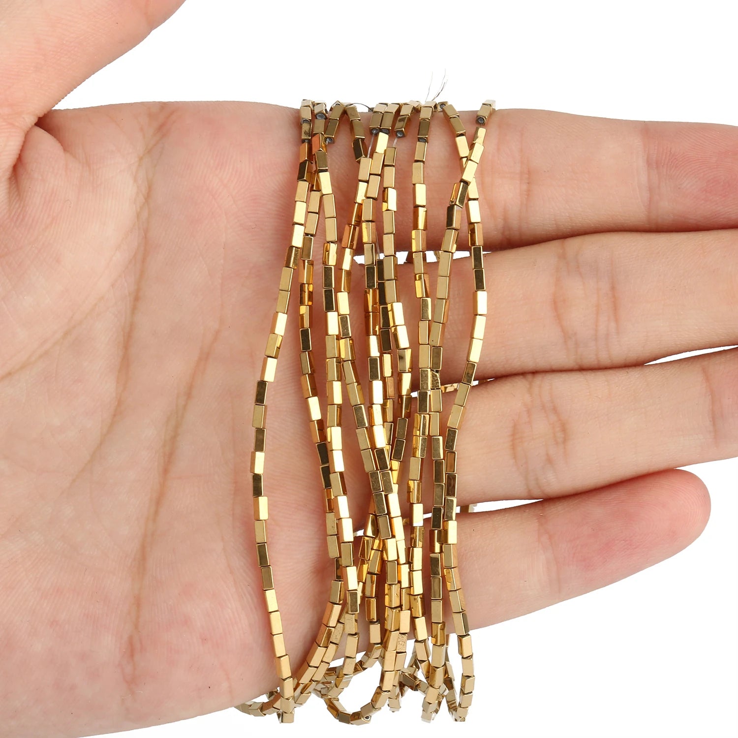 AAA+ Gold-Plated Color Retention Hematite Beads Natural Stone Round Spacer Loose Beads for jewelry Making DIY Bracelet 15inches