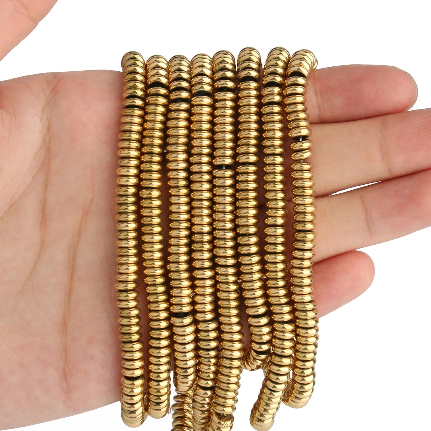 AAA+ Gold-Plated Color Retention Hematite Beads Natural Stone Round Spacer Loose Beads for jewelry Making DIY Bracelet 15inches