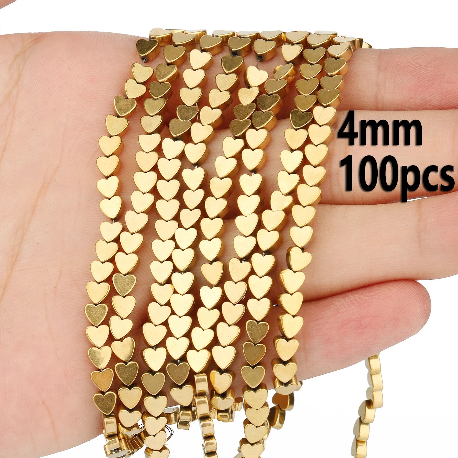AAA+ Gold-Plated Color Retention Hematite Beads Natural Stone Round Spacer Loose Beads for jewelry Making DIY Bracelet 15inches