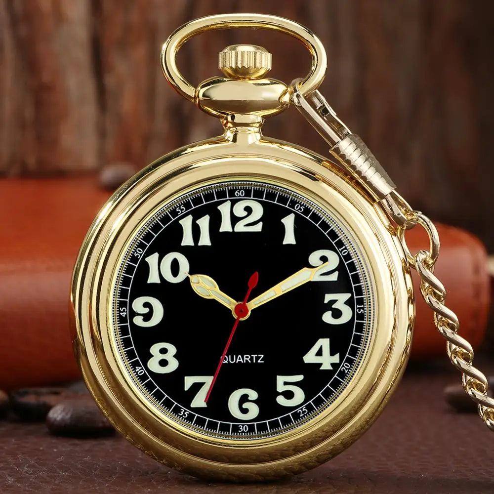 Noctilucent Fluorescent Open Face Arabic Numerals Quartz Pocket Watch Chain Luminous Pendant Jewelry Clock Gifts Men Women Kids
