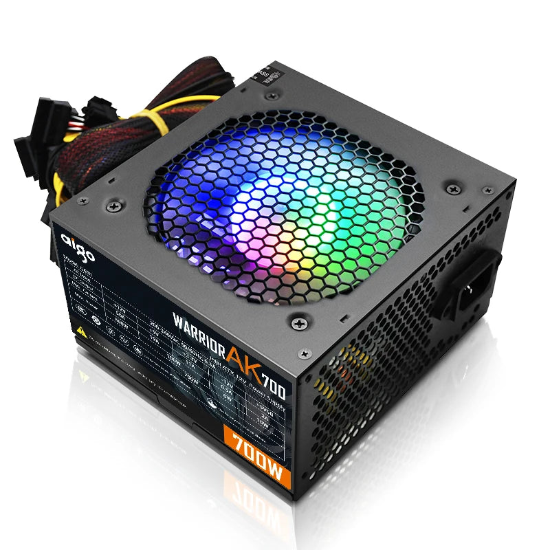 Aigo AK 500W 600W 700W PC PSU Power Supply Unit Gaming Quiet 120mm RGB Fan 220V ATX Desktop computer Power Supply for 7800x3d