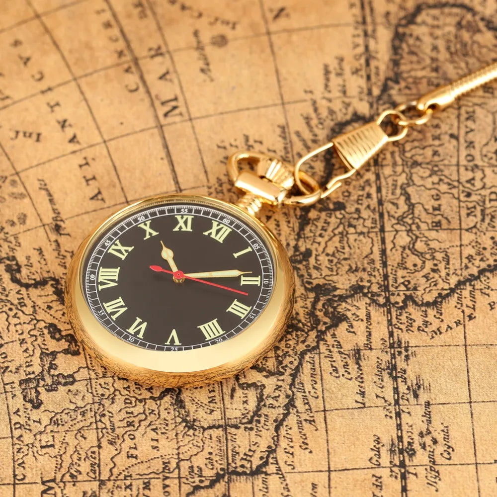 Luminous Numbers Dial Mechanical Automatic Pocket Watch Self Winding Pocket Snake Chain Luxury FOB Watch Noctilucent Fluorescent