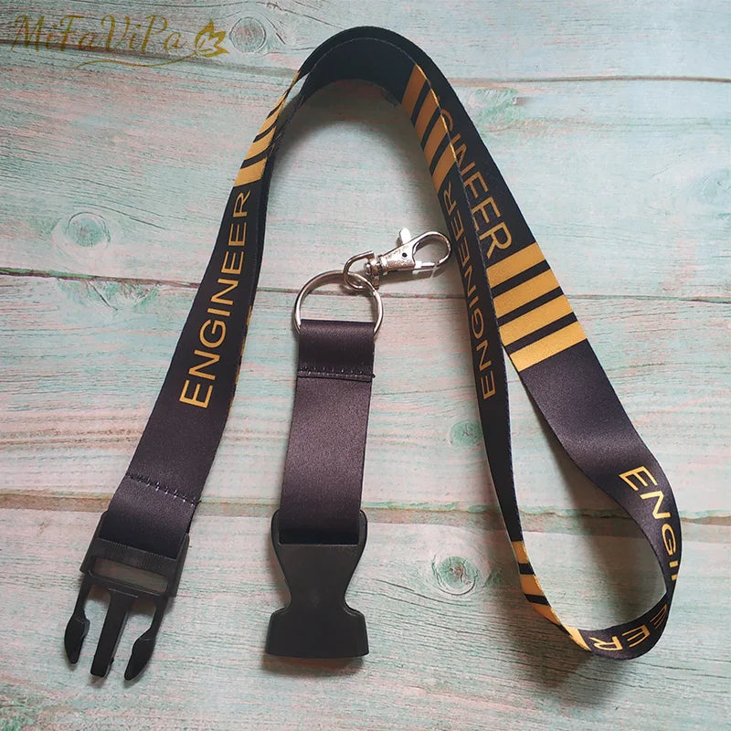 1 Set Engineer Lanyards Neck Strap Phone Chaveiro Key Chain llavero Lanyard for ID Card Holder Flight Crew Gift for Engineer