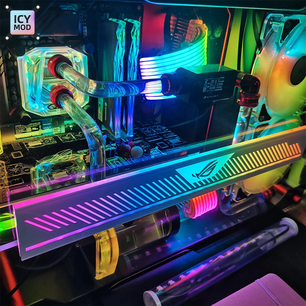 RGB GPU Side Panel Customizable A-RGB VGA Decoration Video Card Cover Customize 5V3PIN/12V4PIN AURA PC MOD PC Case MOD RTX GTX