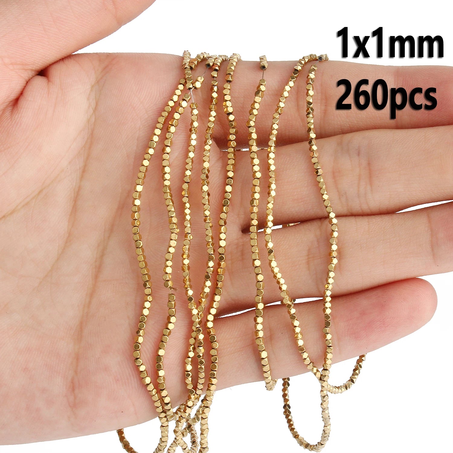 AAA+ Gold-Plated Color Retention Hematite Beads Natural Stone Round Spacer Loose Beads for jewelry Making DIY Bracelet 15inches