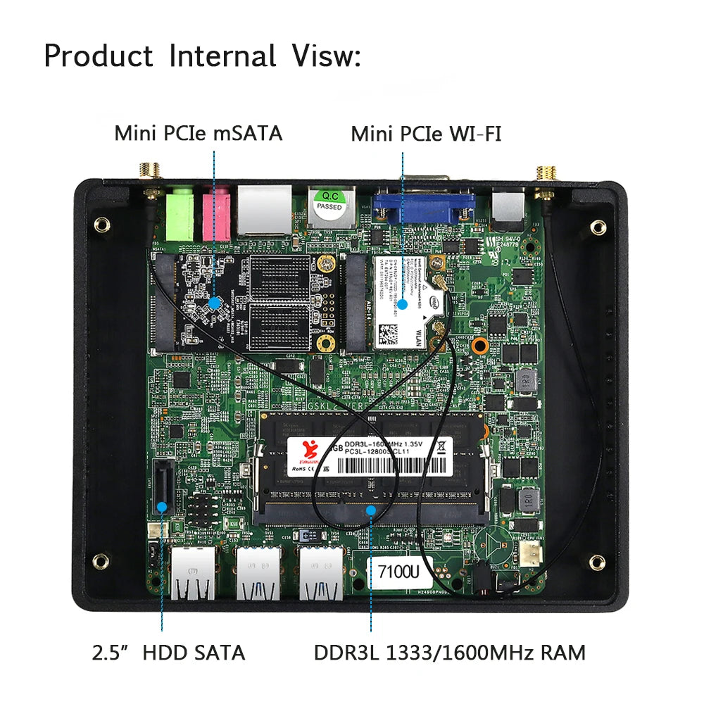 BEBEPC Fanless Mini PC Intel Core i3-4005U HD i3 7100U i5-4200U Windows 10/7 Mini Computer Desktop HTPC HDMI Desktop mini pc