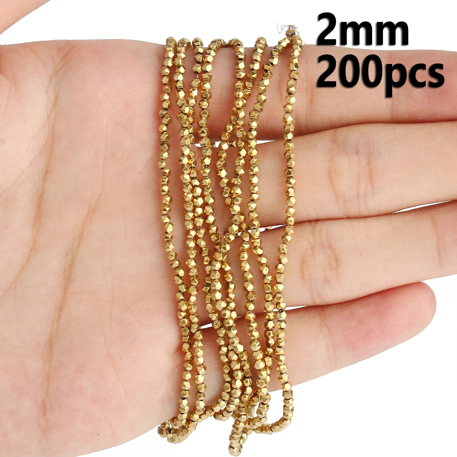 AAA+ Gold-Plated Color Retention Hematite Beads Natural Stone Round Spacer Loose Beads for jewelry Making DIY Bracelet 15inches