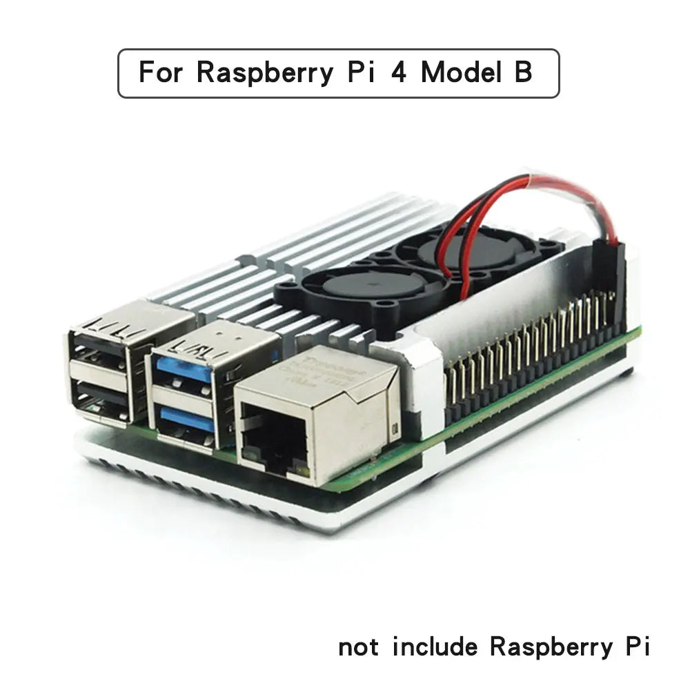 Raspberry Pi 4 Model B Dual Fans CNC Aluminum Alloy Case Metal 5 Color Armor Shell with Heat Sinks for Raspberry Pi 4B/3B+/3B