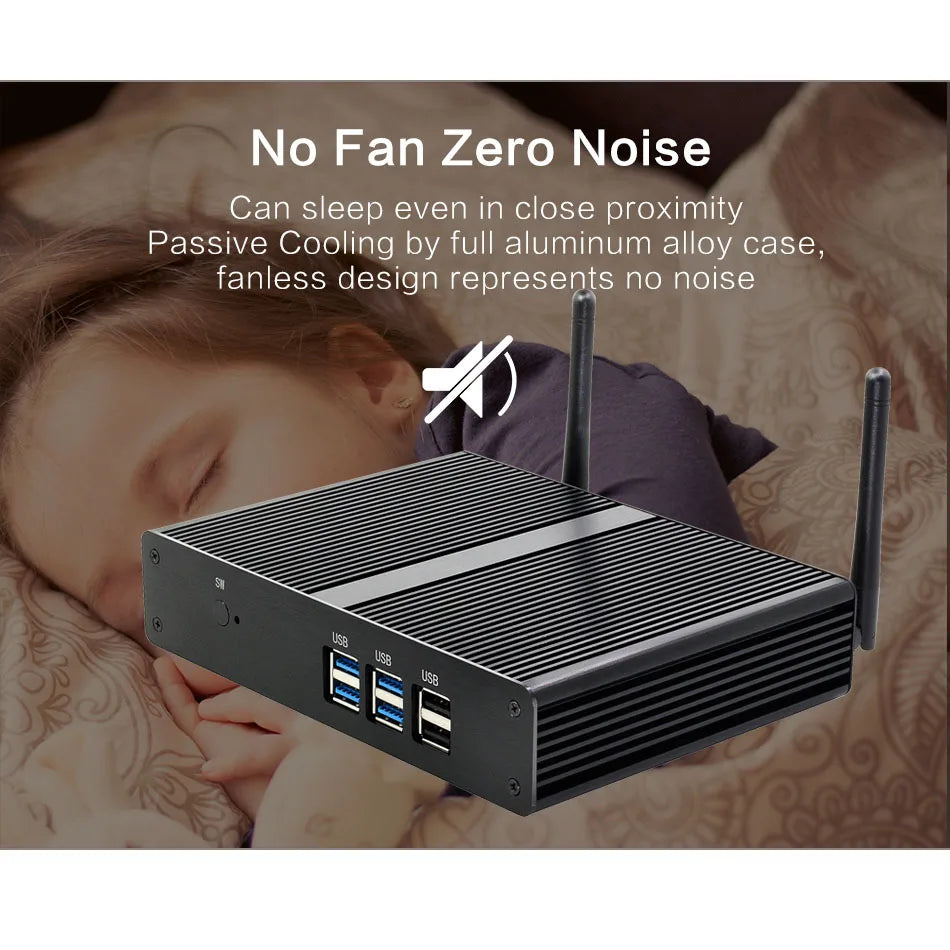 BEBEPC Fanless Mini PC Intel Core i3-4005U HD i3 7100U i5-4200U Windows 10/7 Mini Computer Desktop HTPC HDMI Desktop mini pc
