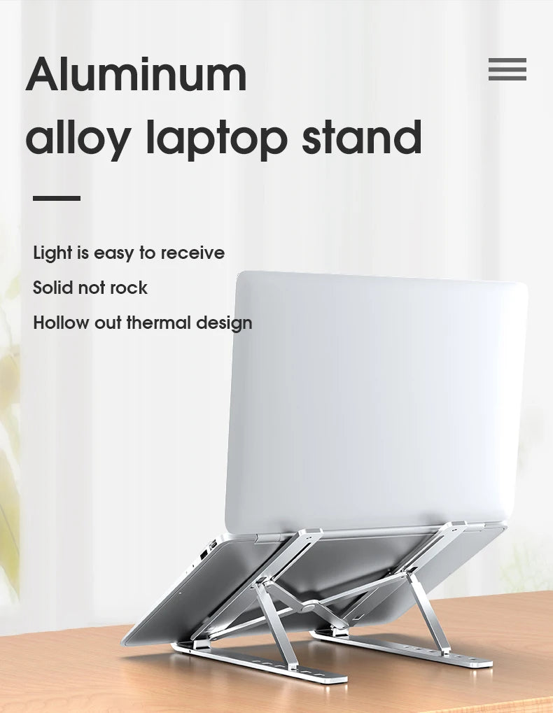 Adjustable Laptop Stand Aluminum For Macbook Computer PC iPad Tablet Table Support Notebook Stand Cooling Pad Laptop Holder Base