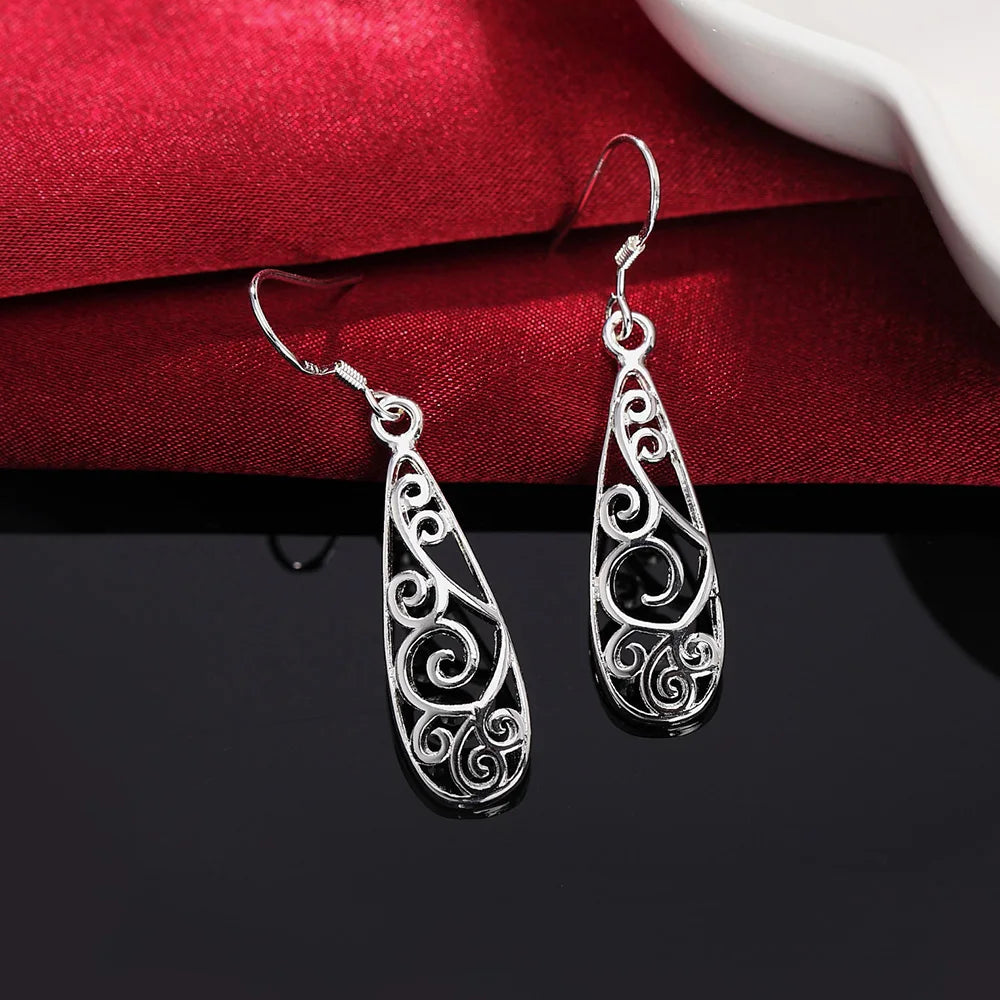Charms 925 Sterling Silver Pretty drop shape Earrings for Women Christmas Gifts fashion wedding party noble Jewelry
