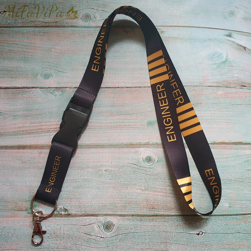 1 Set Engineer Lanyards Neck Strap Phone Chaveiro Key Chain llavero Lanyard for ID Card Holder Flight Crew Gift for Engineer