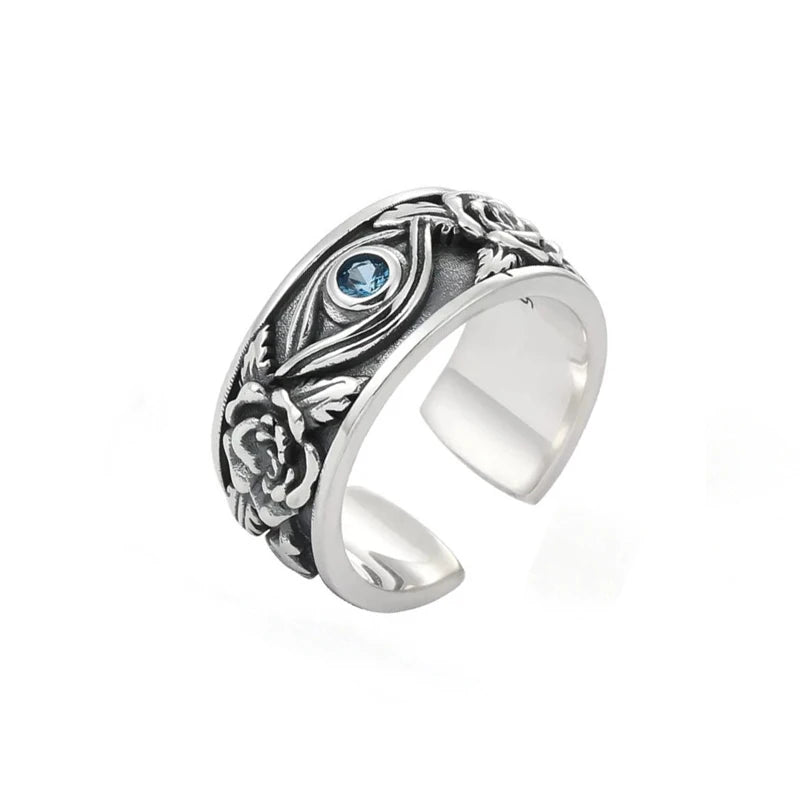 Ring for Women Girls Demon Eyes Fashion Men Jewelry Vintage Snake Ancient Silver Color Punk Hip Hop Boho Rings Adjustable