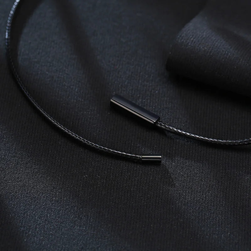 Choker for Men Black Rope Necklace with Magnetic buckle