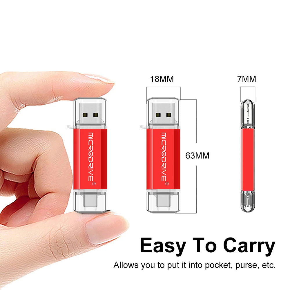 OTG USB Flash Drive 8GB 16GB for Android Phone 64GB pendrive 128gb 32GB type c pen drive Metal memory stick cle usb