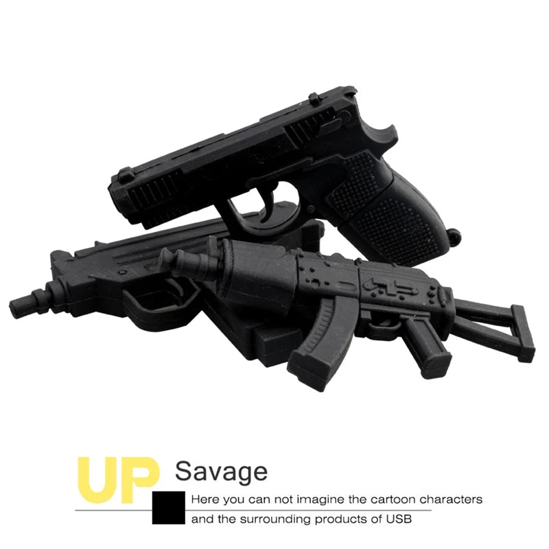 Suntrsi usb Flash Drive 2.0 64G Cartoon Gun model 32GB pendrive 128G 16GB  pen drive 8GB usb флешка Memory Stick gift For PC