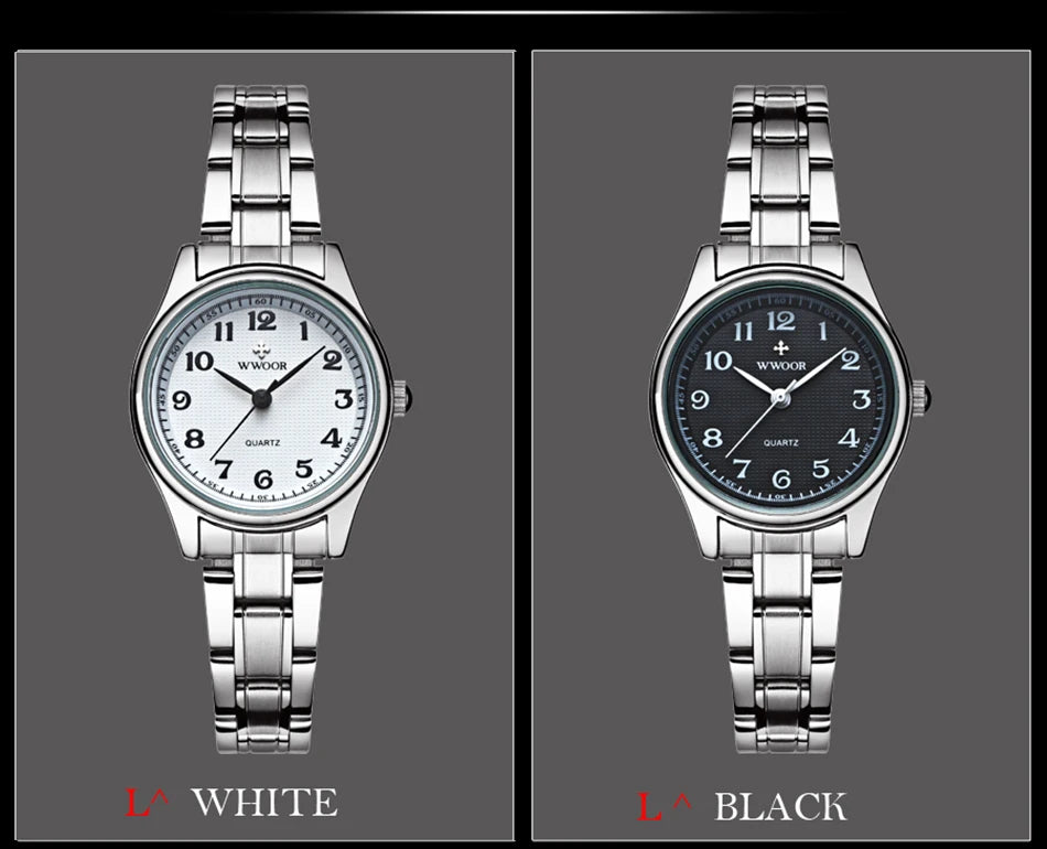 WWOOR Watch Women fashion Designer Style Quartz Casual Ladies Wrist Watch arabic numerals Small Bracelet Watches Stainless Steel