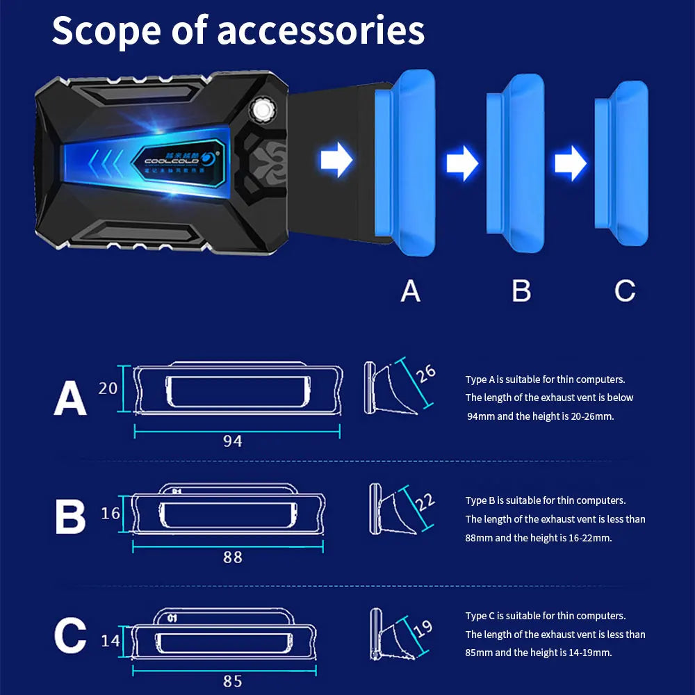TISHRIC Portable Laptop Cooler External Extracting Laptop Cooling Fan Air Cooler Notebook For 15 15.6 17 Inch Laptop Accessories