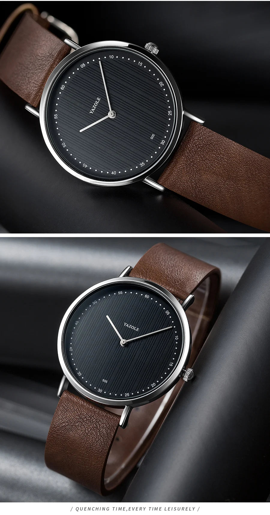 YAZOLE Men's Watches Classic Black Brown Quartz Wrist Watches for Men Women Leisure Simple Man Watch Clock Gift Reloj Hombre
