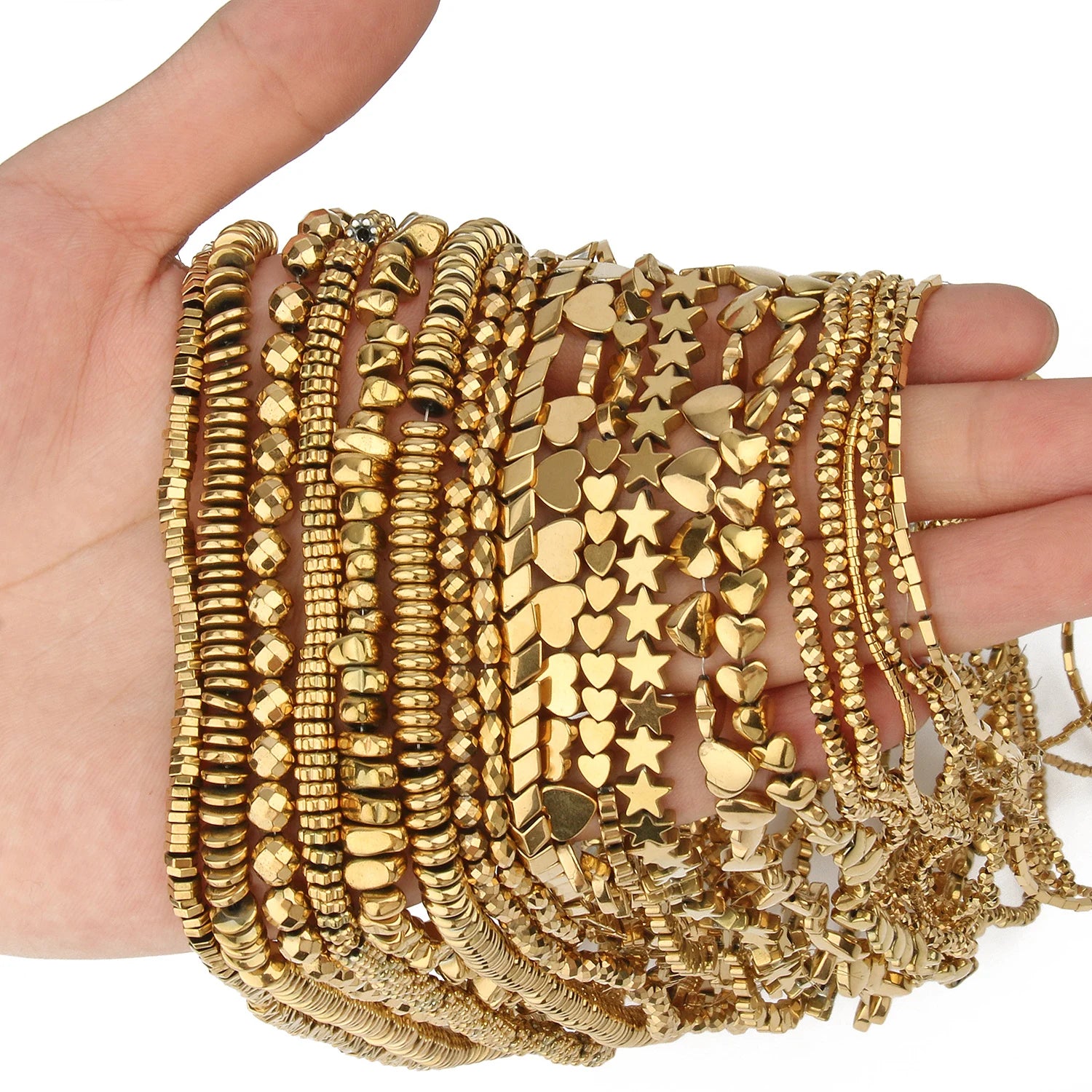 AAA+ Gold-Plated Color Retention Hematite Beads Natural Stone Round Spacer Loose Beads for jewelry Making DIY Bracelet 15inches