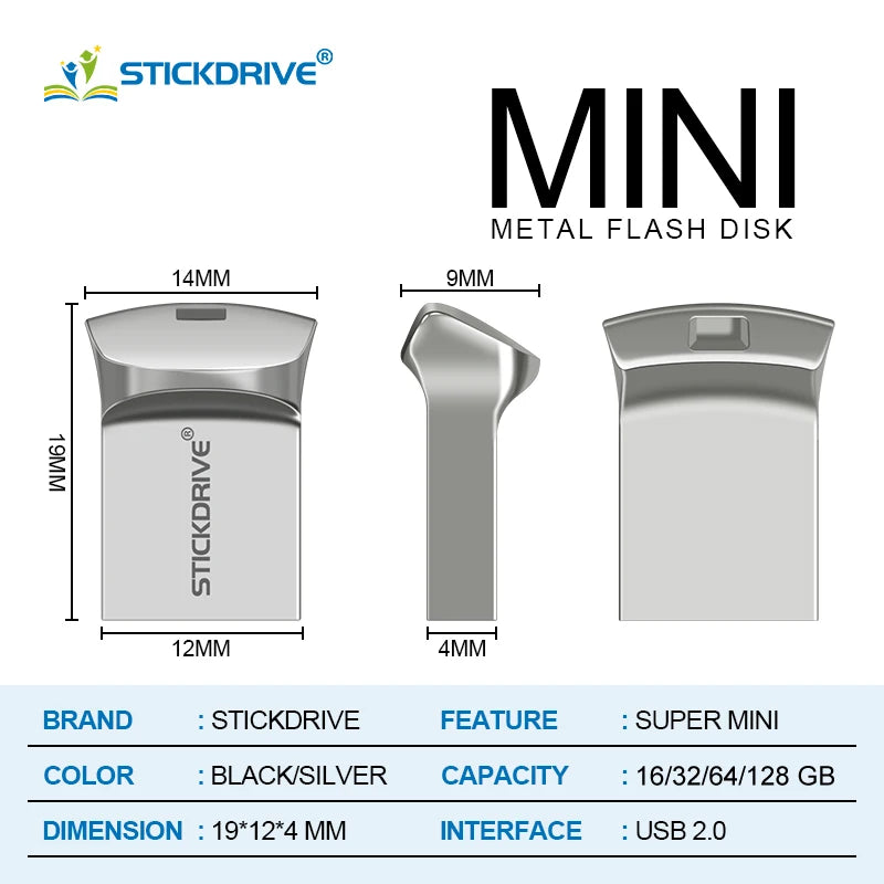 Hot Sale Mini USB Flash Drive 16GB 32GB 64GB 128GB 256GB Pen Drive Memory Stick  U Disk 16 32 64 128gb Pendrive small Gift
