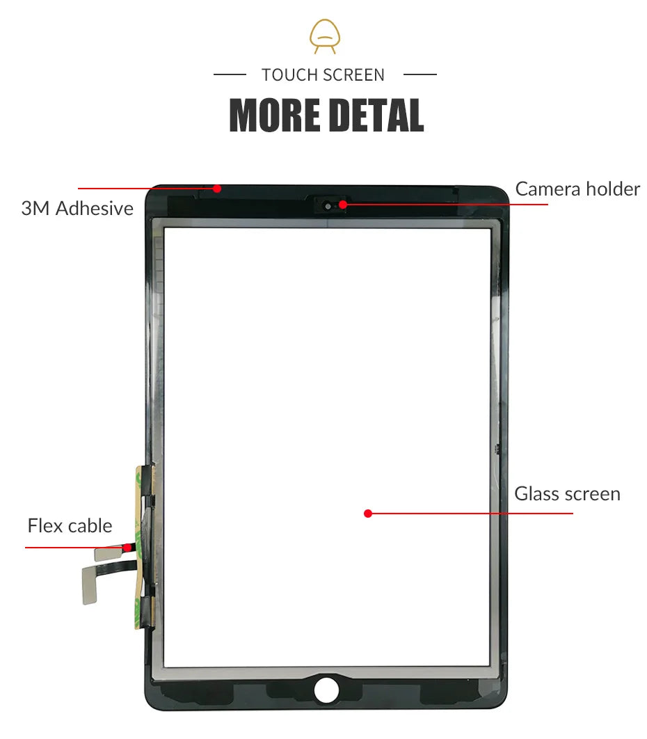 New For iPad Air 1 iPad 5 LCD Outer Touch Screen Digitizer Front Sensor Glass Display Panel Replacement A1474 A1475 A1476