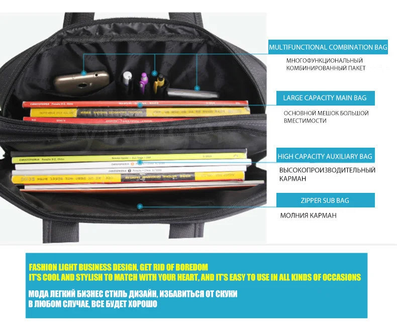 Men's Laptop Briefcase Brand Men Computer Handbags Waterproof Durable Nylon 15.6 Inch Laptops Bags Boys Shoulder Files Books Bag