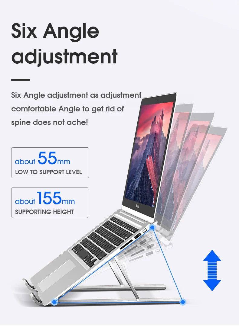 Adjustable Laptop Stand Aluminum For Macbook Computer PC iPad Tablet Table Support Notebook Stand Cooling Pad Laptop Holder Base
